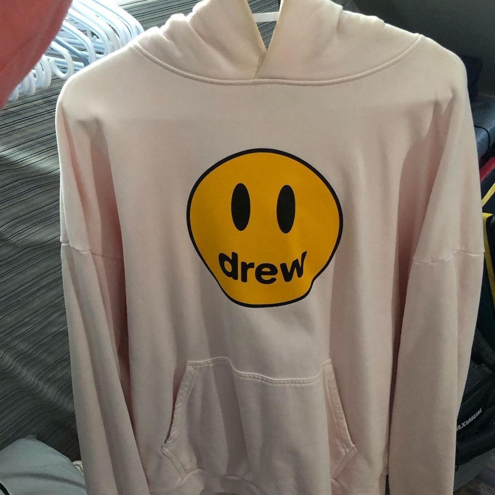 Drew House Light Pink Hoodie with Yellow Logo